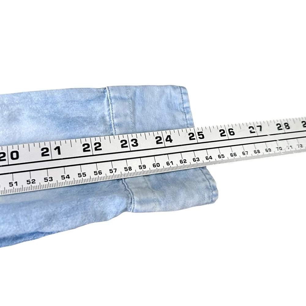 Levis‎ Mens Acid Wash Denim Button Down Shirt Light Blue Cloud Sky Wash Medium